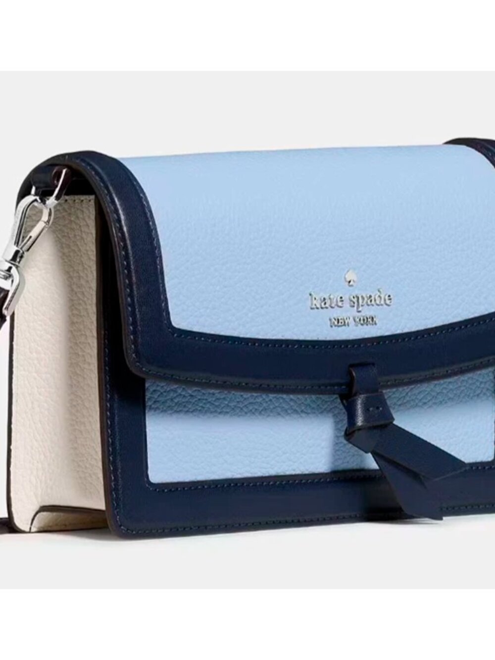 S Kate Spade Flap Crossbody Bag Blue Navy Colorblock Leather Purse KM610NWT $249